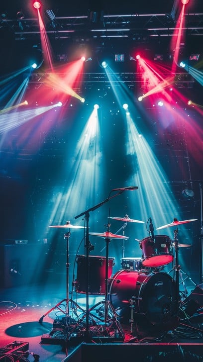 Concert Stage with Dramatic Lighting